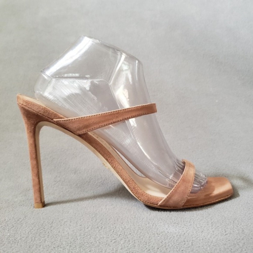Stuart Weitzman Aleena 100 Sandals 10 Cappuccino Suede Square Toe Women‎